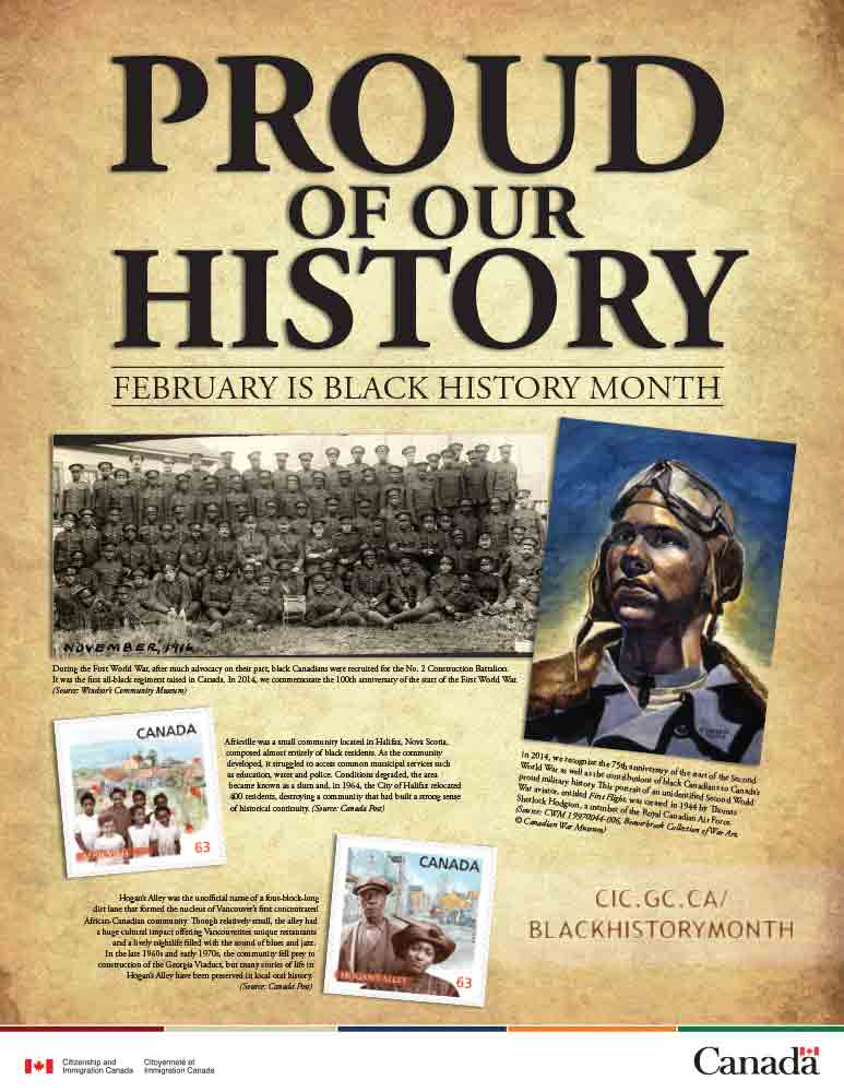 “Every February, Canadians mark Black History Month, an important annual celebration of the accomplishments of Canadians who trace their family heritage to Africa and the Caribbean.